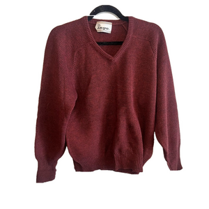 Vintage Ingo Sweater Wool Blend Classic V-Neck Long Sleeves Maroon Men’s Medium